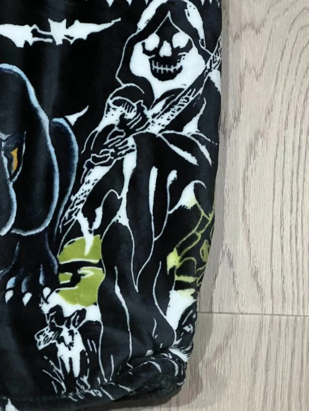 ED HARDY Black Plush Throw Blanket 60x70 Y2K Tattoo Panther Grim Reaper Bats NWT